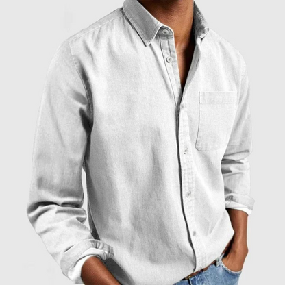 Cavell Military shirt olive green relaxed-fit button-up with structured chest pockets