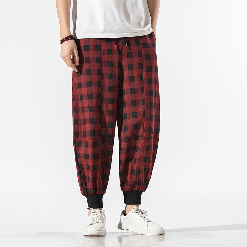 Carter Check Joggers tapered cotton flannel pants with bold vintage check pattern and ribbed cuffs