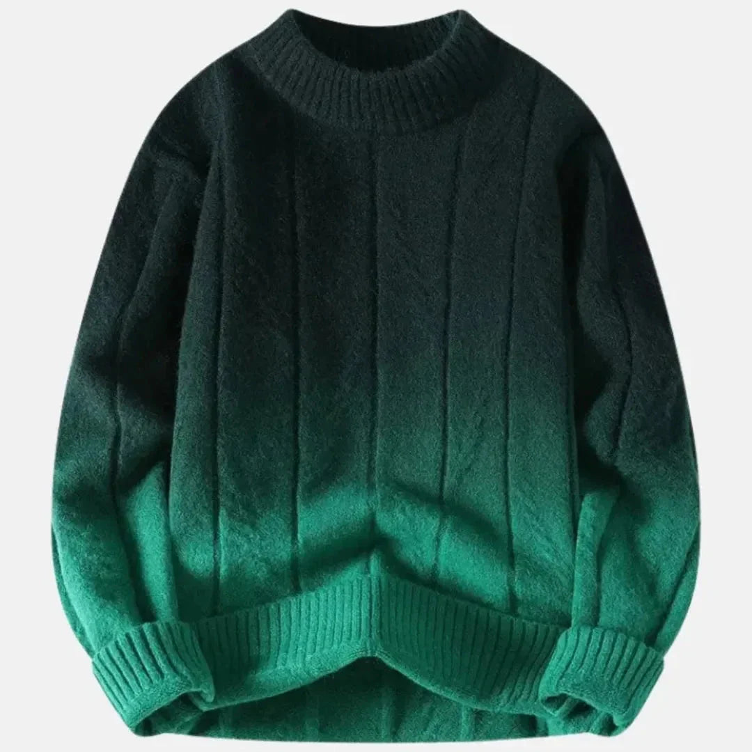 Wavlynn rust-to-ivory ombré wool blend crewneck sweater unisex relaxed fit ribbed cuffs gradient knit