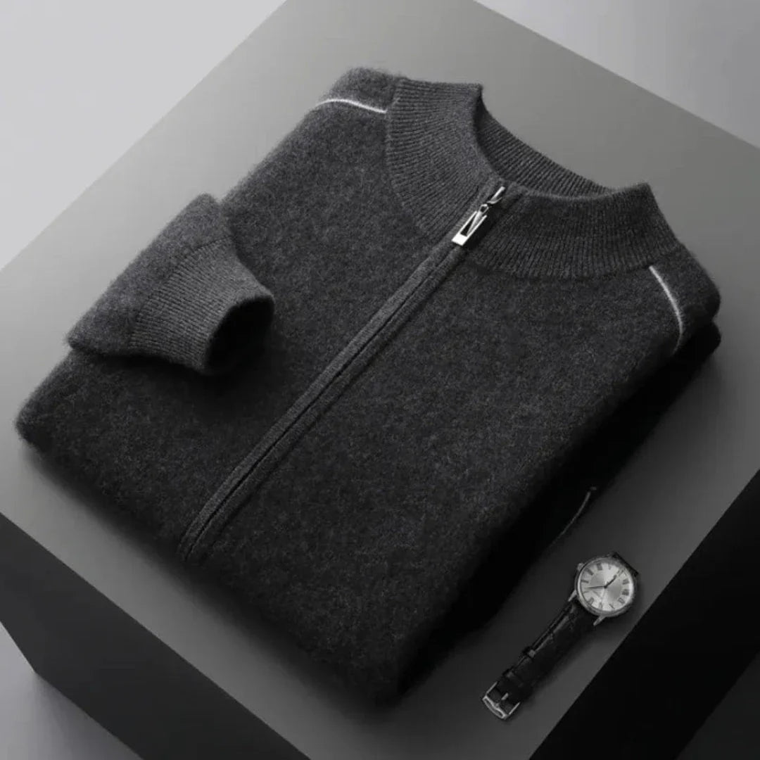 Daxton unisex cashmere-blend full-zip sweater, clean modern silhouette for effortless layering