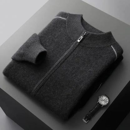 Daxton unisex cashmere-blend full-zip sweater, clean modern silhouette for effortless layering