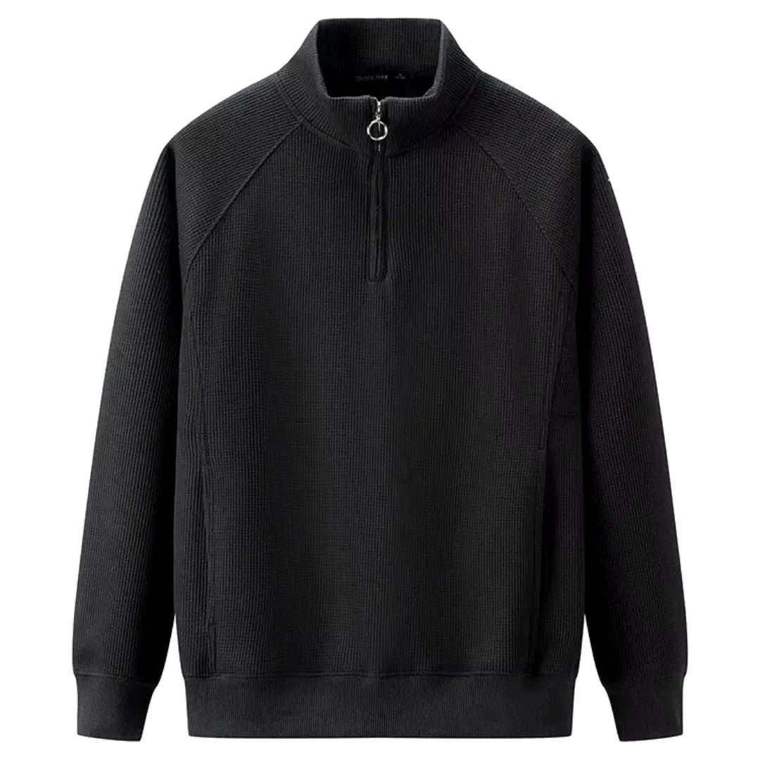 Dylan waffle-knit sweatshirt with half-zip ring puller, ribbed cuffs, textured fabric for layering
