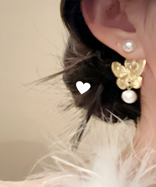 Boucles d'oreilles pendantes décontractées en alliage de cuivre doré avec perles et papillon - Wavlynn
