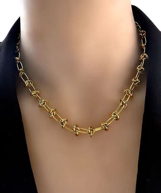 Collier Lariat décontracté en chaîne en alliage d'acier inoxydable doré - Wavlynn