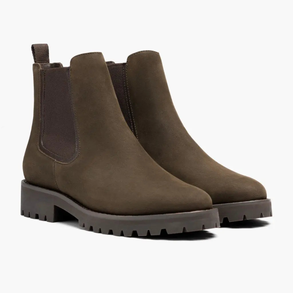 Women's black casual platform ankle boots with low 1-3cm heel and non-slip rubber treaded sole