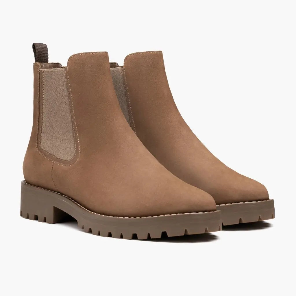 Women's casual black platform ankle boots with low 1-3cm heel and non-slip rubber sole