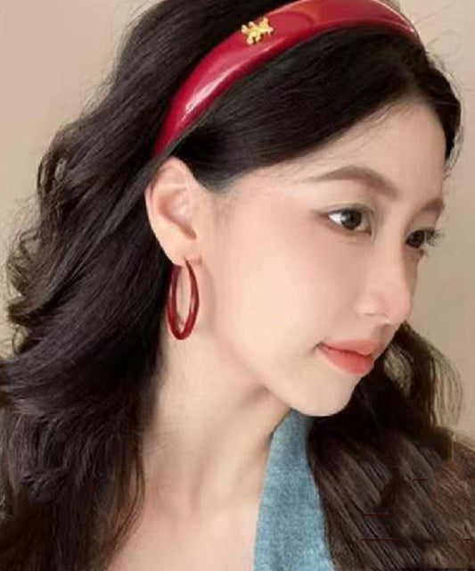 Boucles d'oreilles créoles décontractées en argent sterling rouge - Wavlynn