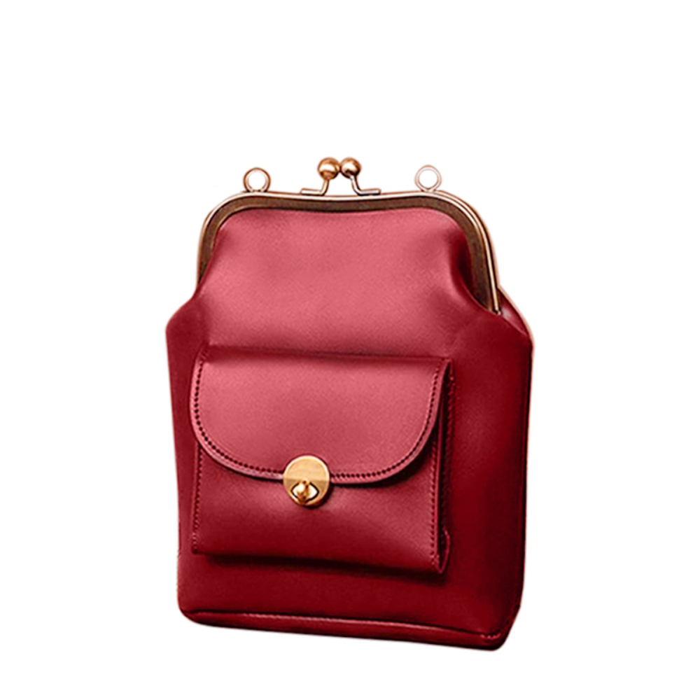Wavlynn Diana black vegan leather structured handbag with polished silhouette and secure clasp closure