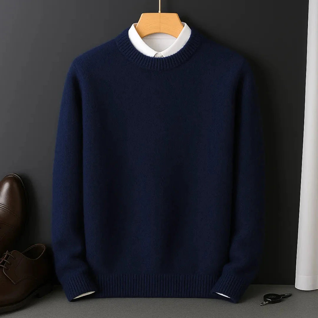 Charlie premium cotton crew neck sweater for men, lightweight with ribbed cuffs and hem
