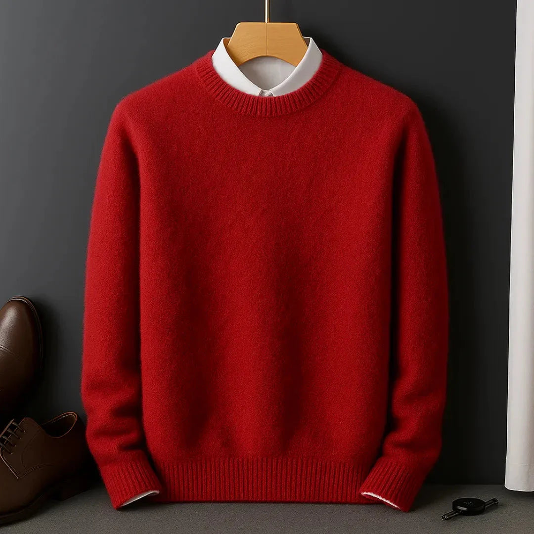 Charlie premium cotton crew neck sweater for men, lightweight with ribbed cuffs and hem, elegant fit