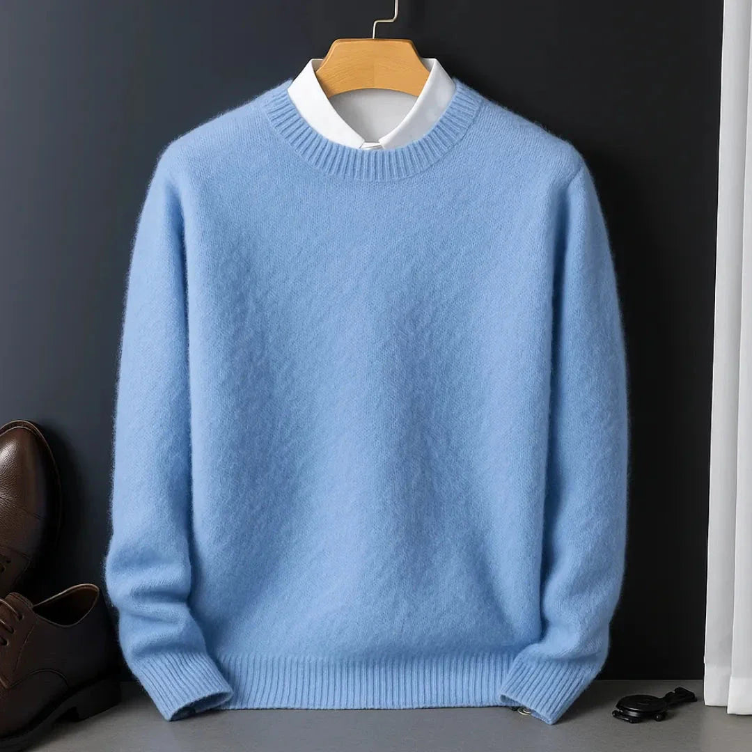 Charlie premium cotton crew neck sweater for men, lightweight with ribbed cuffs and hem