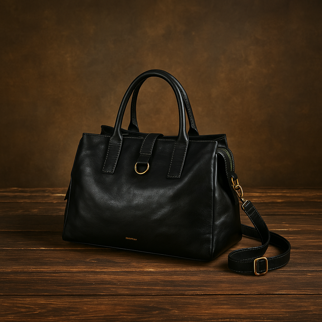 Wavlynn Kelly tan brown leather satchel handbag with gold-tone hardware, timeless everyday style