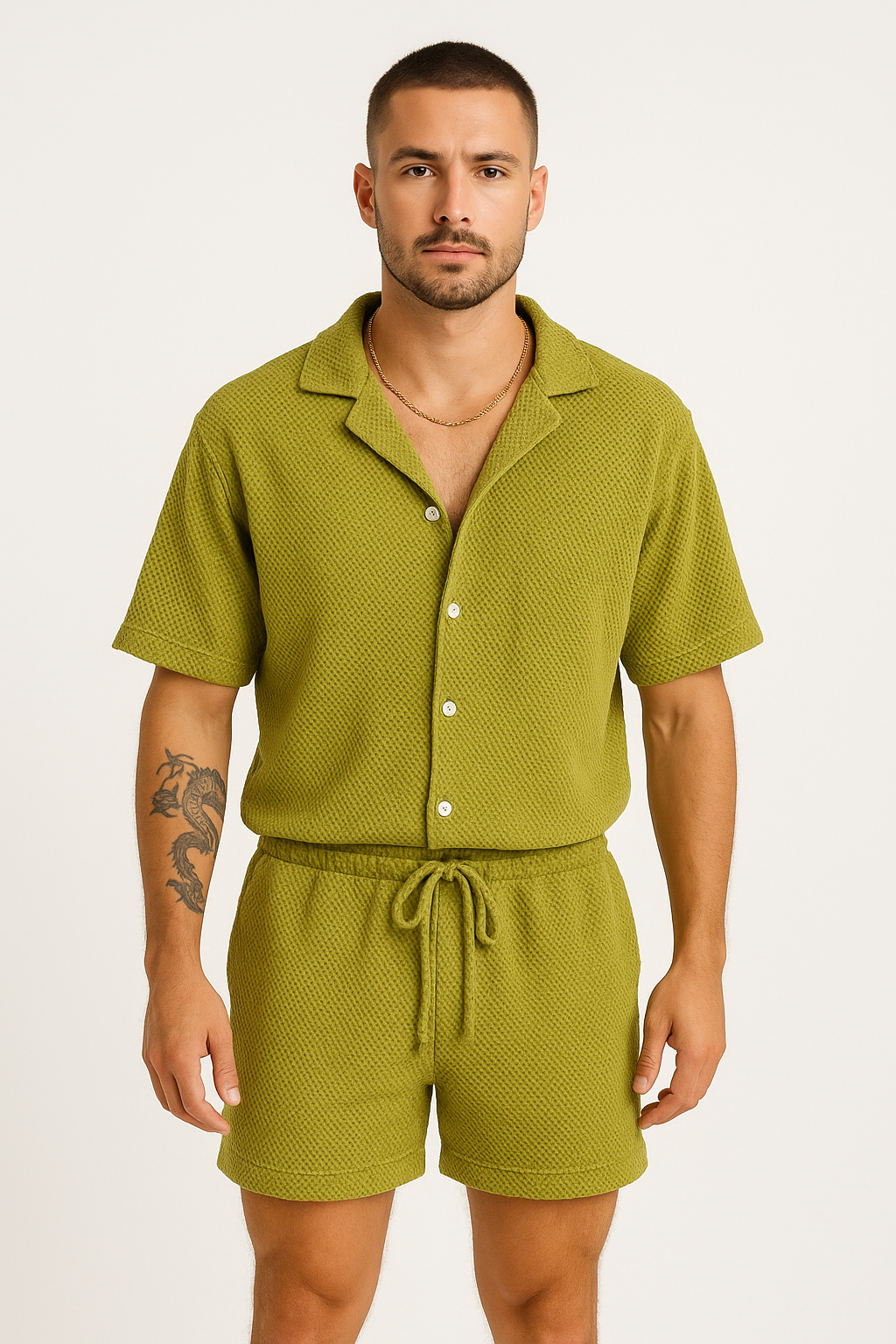 Men's relaxed fit short sleeve cotton button-up shirt in casual style with breathable fabric