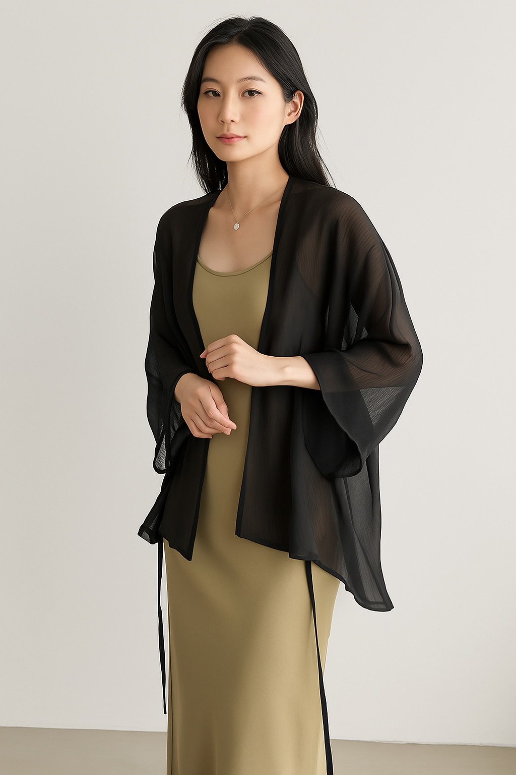 Women's lightweight sheer open-front cardigan loose fit breathable knit layer everyday versatile
