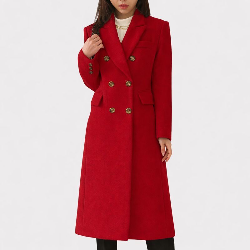 Ziva™ women's cozy overcoat in neutral tone, tailored silhouette with premium fabric-blend warmth