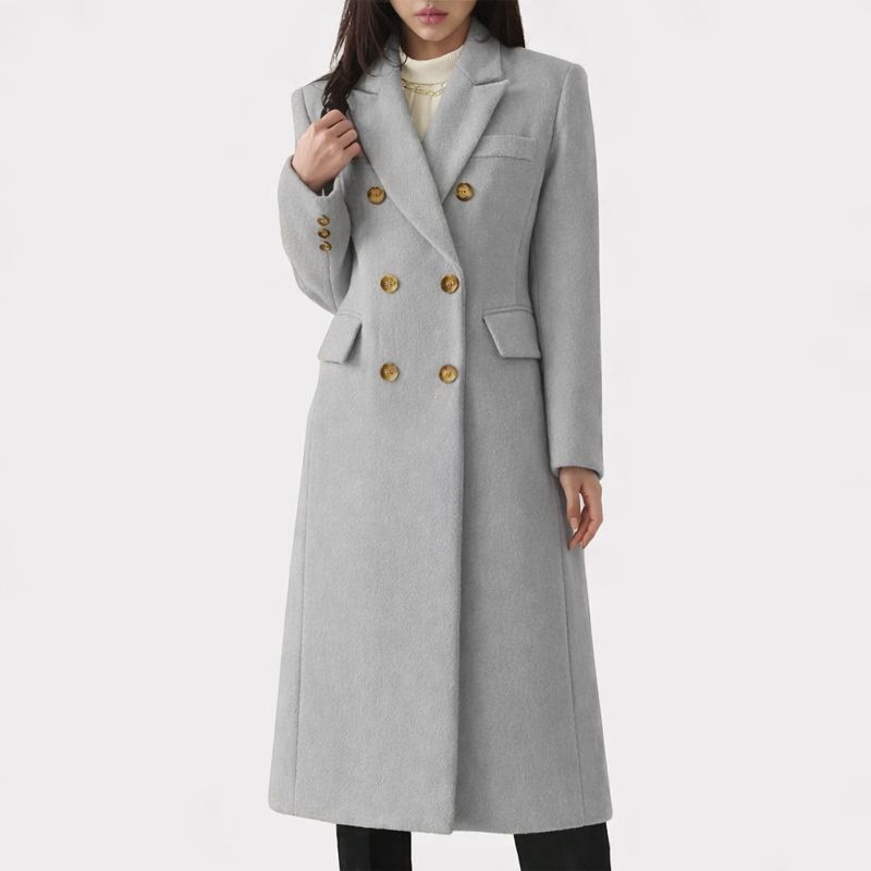 Ziva™ women's cozy overcoat in neutral tones, structured silhouette with premium fabric-blend warmth