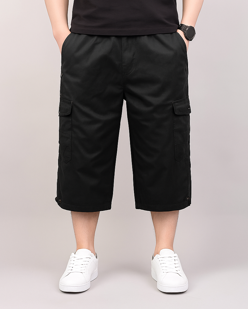 Terrain cargo shorts in washed cotton, relaxed fit below the knee with dual flap pockets