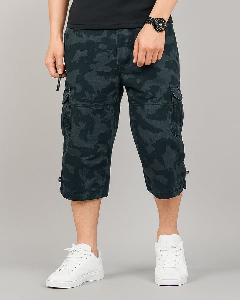 Terrain relaxed-fit cargo shorts in washed cotton with dual flap pockets, falling just below the knee