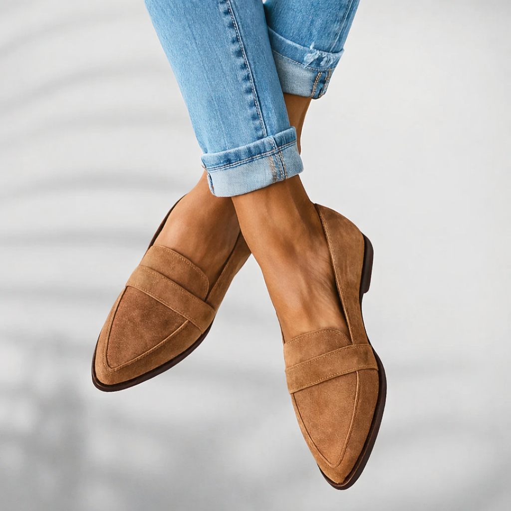 Black sleek toe loafers minimalist design elongated silhouette all-day comfort versatile style