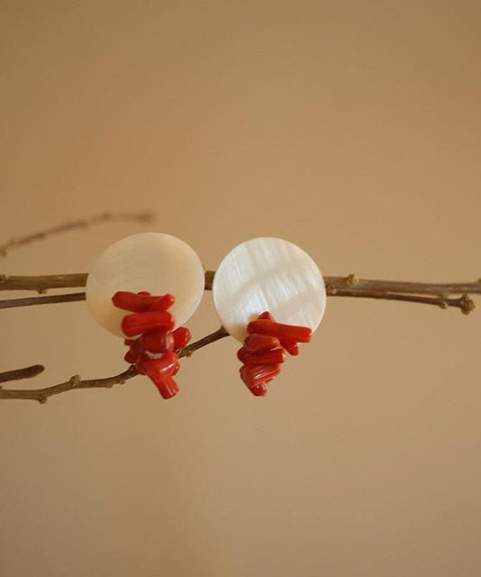 Boucles d'oreilles à tige en alliage colorblock chic et coquillage - Wavlynn