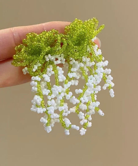 Boucles d'oreilles pendantes chics à pampilles florales et perles colorblock - Wavlynn