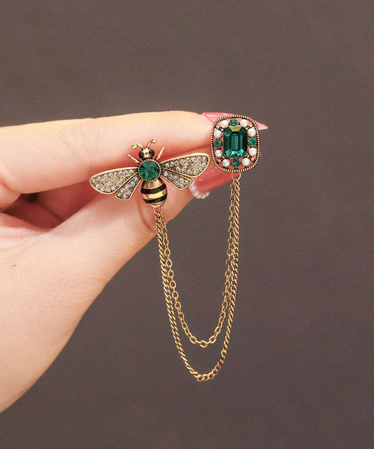 Broches chics en cuivre doré avec pompon en zircon et abeille - Wavlynn