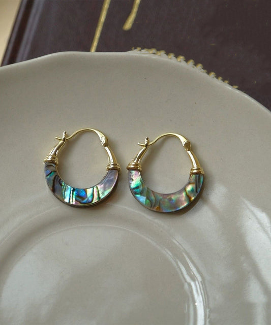 Boucles d'oreilles créoles chics en coquillage doré et cuivre surdoré - Wavlynn