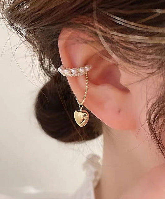 Boucles d'oreilles pendantes chics en or, cuivre doré, zircon et perles Love Tassel - Wavlynn
