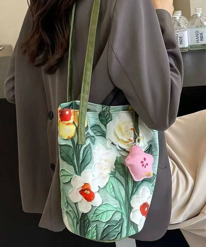 Sac seau grande capacité avec motifs verts chics - Wavlynn