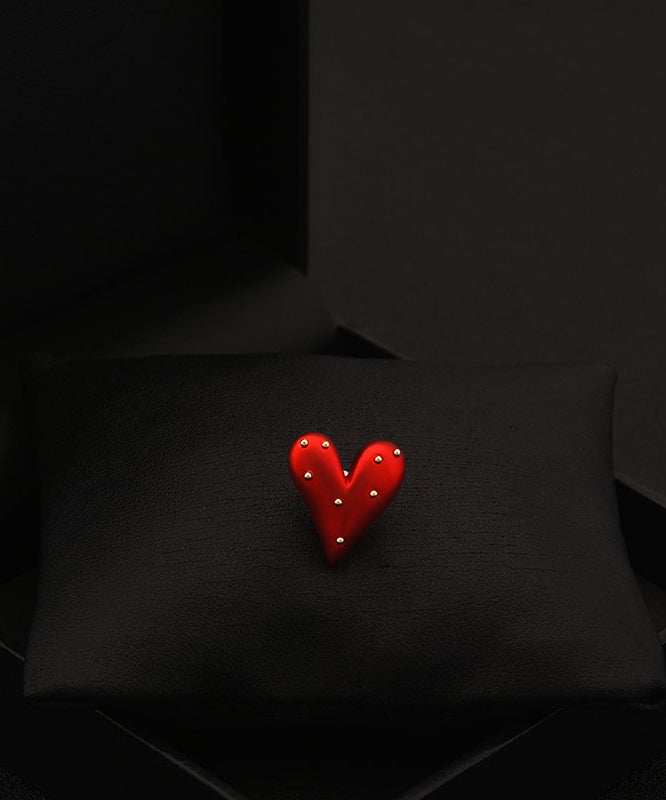 Broche Love chic en acier inoxydable rouge - Wavlynn