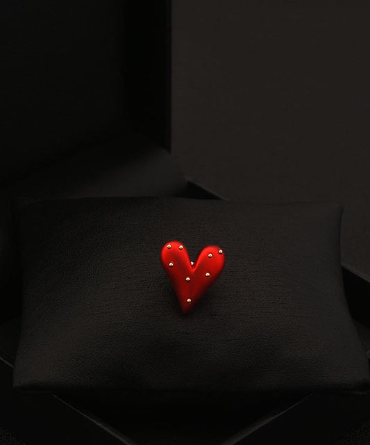 Broche Love chic en acier inoxydable rouge - Wavlynn