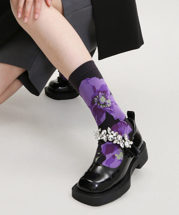 Chaussettes mi-mollet chics et polyvalentes en coton jacquard - Wavlynn