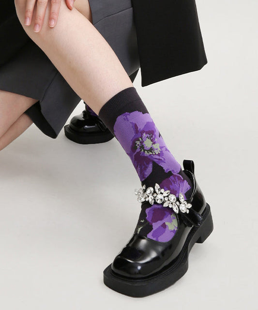 Chaussettes mi-mollet chics et polyvalentes en coton jacquard - Wavlynn