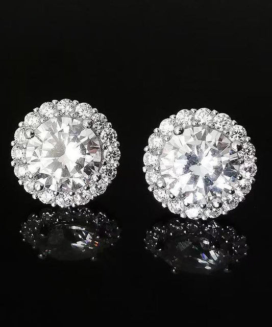 Boucles d'oreilles à tige chics en argent sterling et zircon blanc pour homme - Wavlynn