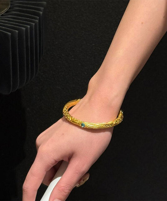 Bracelet jonc doré antique de style chinois - Wavlynn