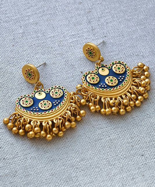 Boucles d'oreilles pendantes en forme de tasse en or antique émaillé de style chinois - Wavlynn