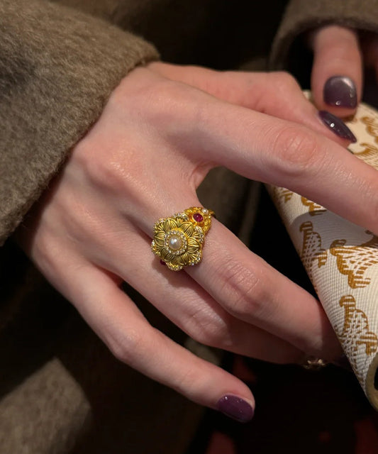 Bagues de style chinois en or, argent sterling et perles surdorées - Wavlynn