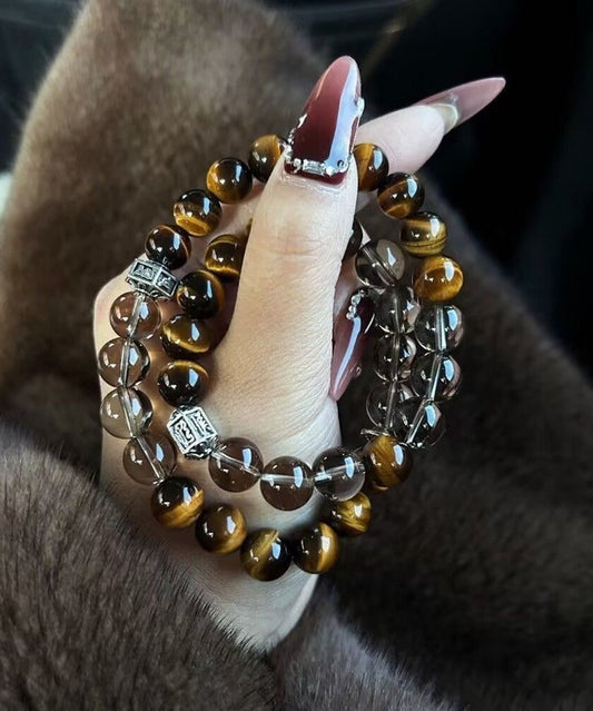 Bracelet chaîne en métal œil de tigre de style chinois - Wavlynn