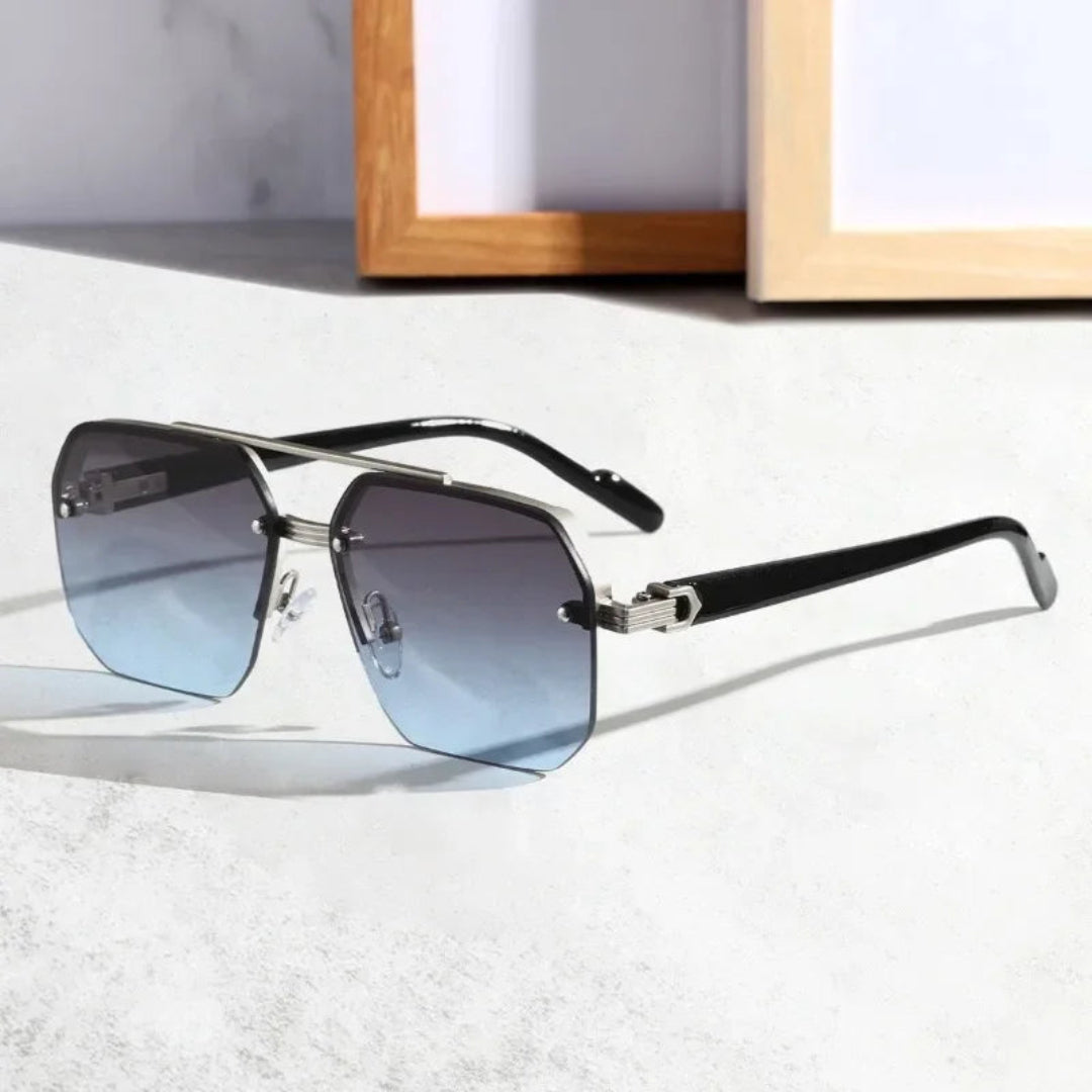 Chloe women's rimless sunglasses with bold gradient lenses and sleek matte temples for timeless style