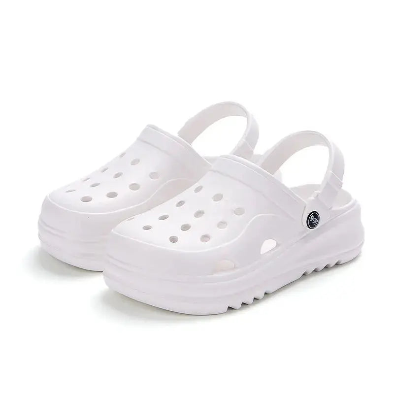 Women's chunky platform clogs with thick EVA non-slip sole, modern elevated silhouette for summer