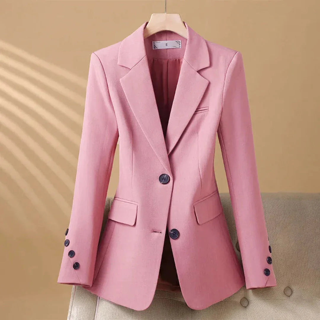Women's Claire tailored single-breasted blazer with contrast buttons, structured lapel, polished fit