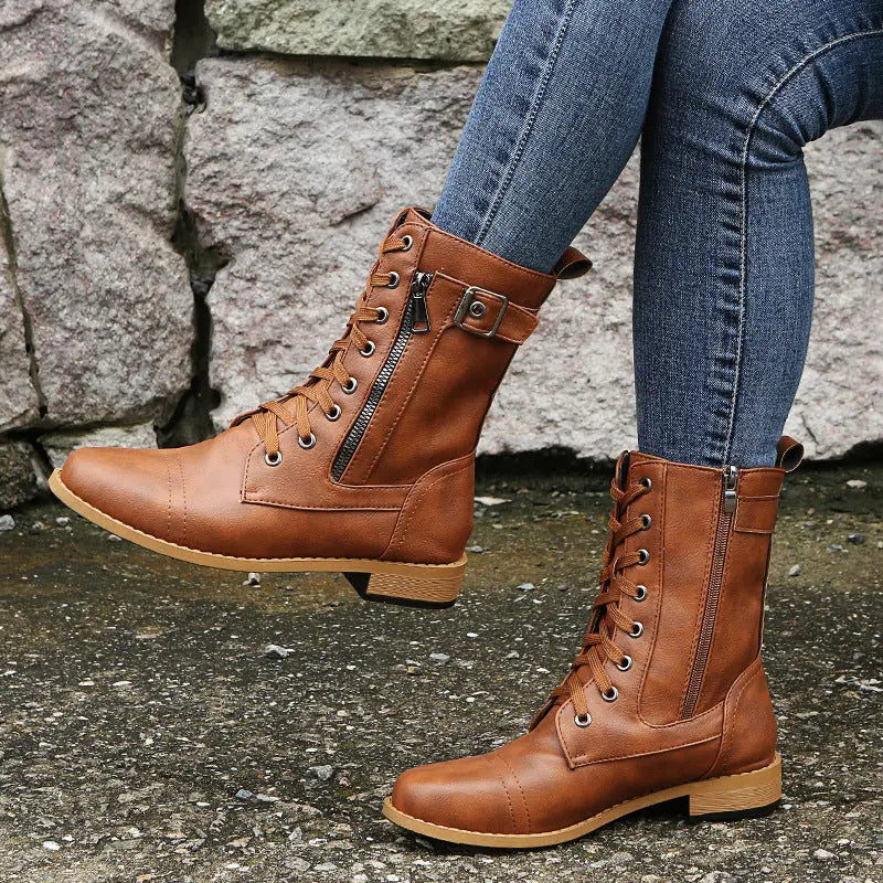 Black lace-up ankle boots for women, classic British-inspired silhouette with all-day comfort sole