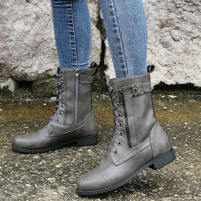 Black lace-up women's ankle boots with classic British-inspired silhouette and cushioned all-day comfort sole