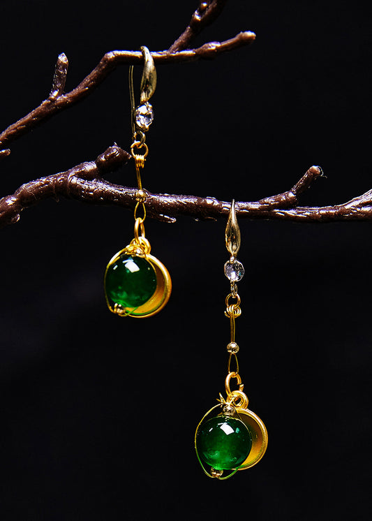 Boucles d'oreilles pendantes en dorure avec bol béni turquoise chic - Wavlynn