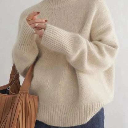 Oversized unisex cashmere turtleneck sweater, soft lightweight knitwear in cozy relaxed fit