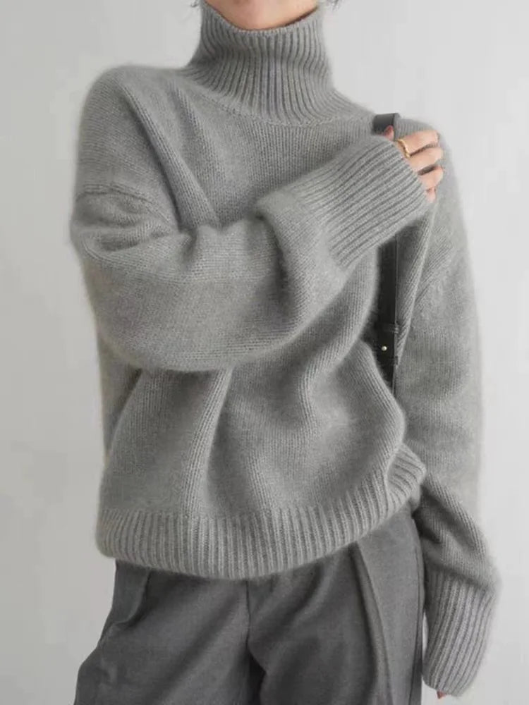 Monika high collar cashmere sweater classic fit featuring a chic turtleneck silhouette for timeless elegance