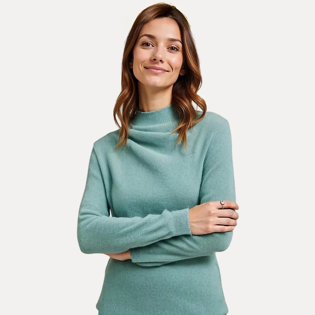Coraline cream wool knit sweater crew neckline long sleeves ribbed cuffs structured fit