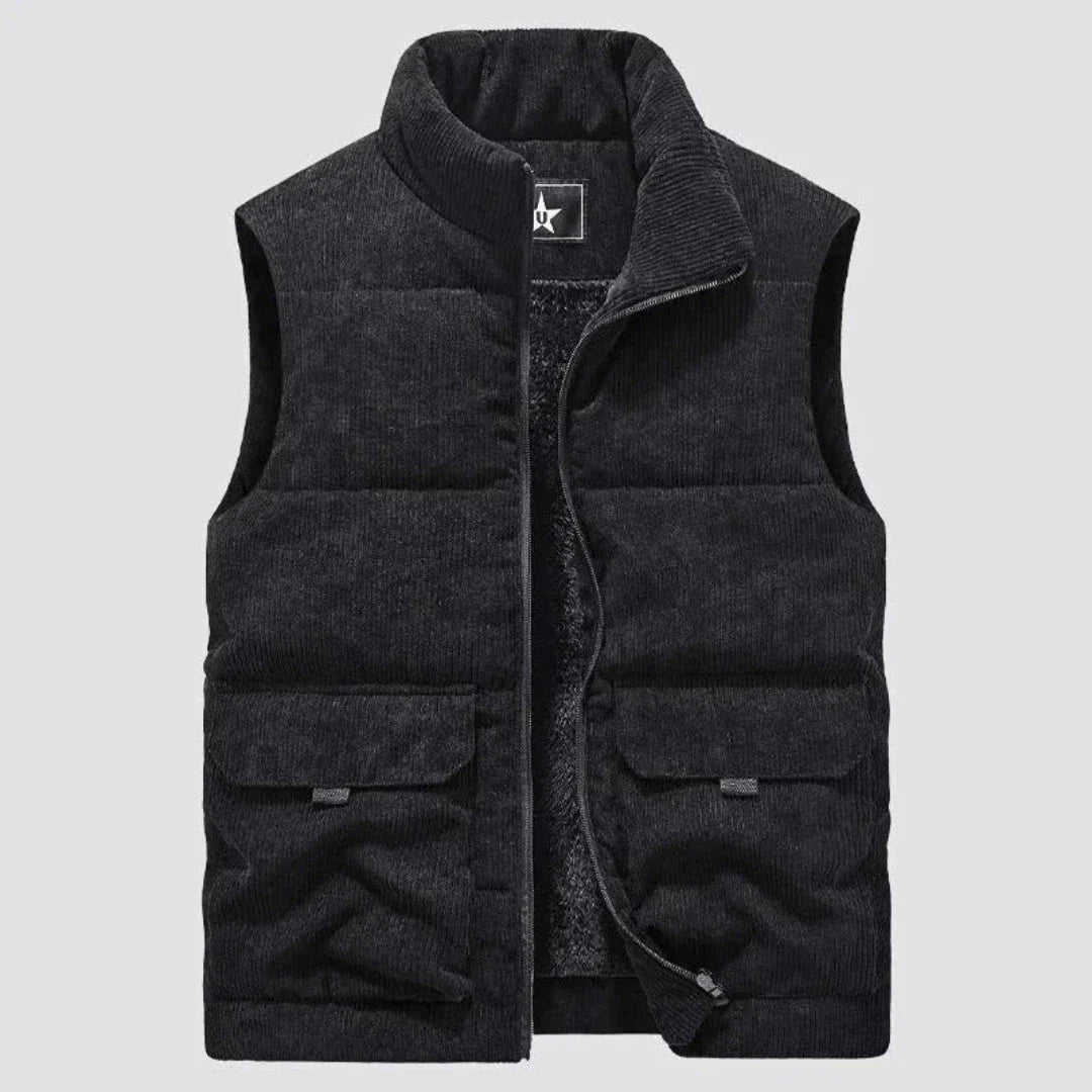 Wavlynn unisex corduroy vest sherpa fleece lined full-zip front roomy pockets cold weather outerwear