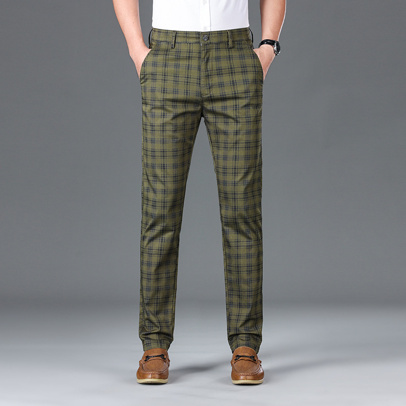 Côte & Rue tapered check trousers with classic tailoring and sleek modern silhouette
