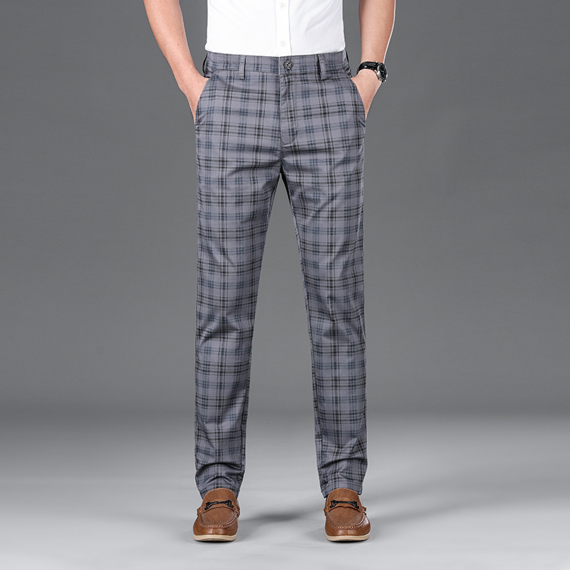 Côte & Rue tapered check trousers with classic tailoring and sleek modern silhouette